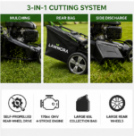 Lawnora SP650 Self-Propelled Gas Lawn Mower – 21" Steel Deck, 170cc Engine, 3-in-1 Mulching, Rear Bag & Side Discharge - Image 6